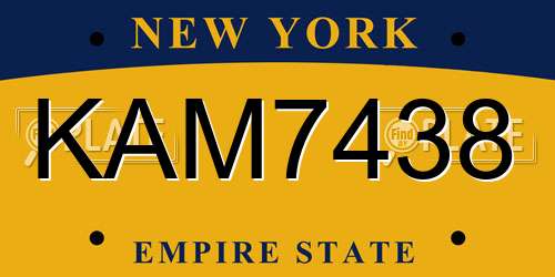 KAM7438 New York License Plate