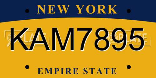 KAM7895 New York License Plate