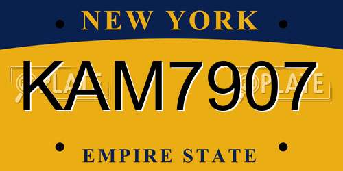 KAM7907 New York License Plate