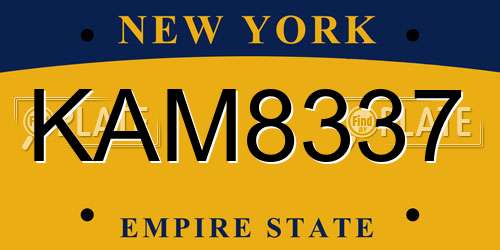 KAM8337 New York License Plate