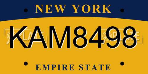 KAM8498 New York License Plate