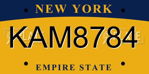 KAM8784 New York License Plate