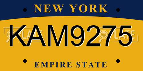 KAM9275 New York License Plate