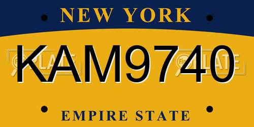 KAM9740 New York License Plate