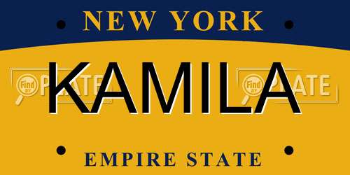 KAMILA New York License Plate