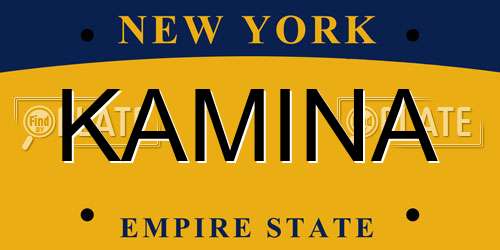 KAMINA New York License Plate