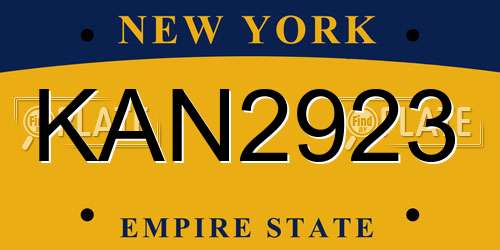 KAN2923 New York License Plate