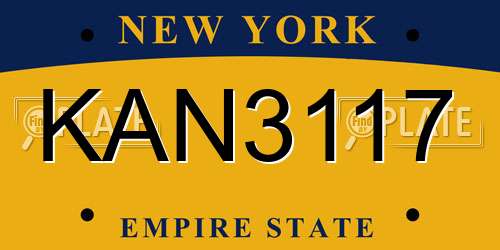 KAN3117 New York License Plate