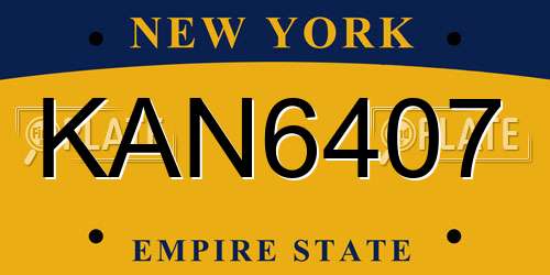 KAN6407 New York License Plate