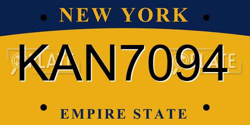 KAN7094 New York License Plate