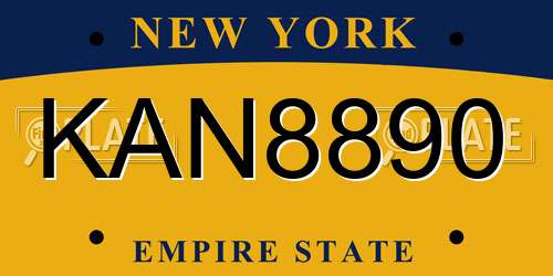 KAN8890 New York License Plate
