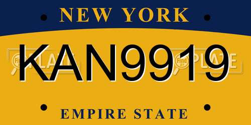 KAN9919 New York License Plate