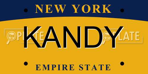 KANDY New York License Plate