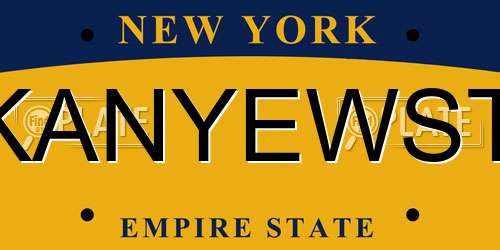KANYEWST New York License Plate