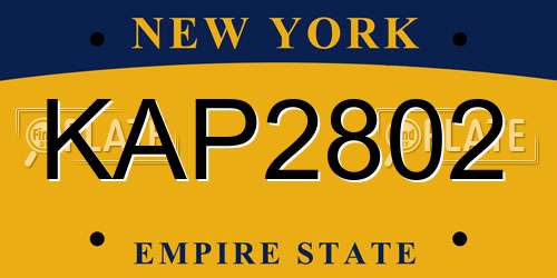 KAP2802 New York License Plate