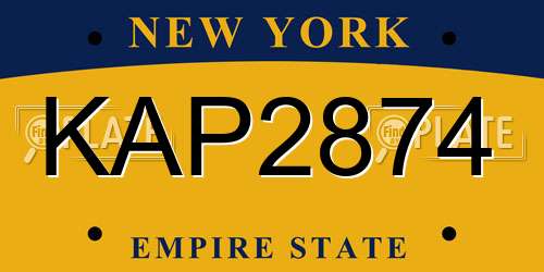 KAP2874 New York License Plate