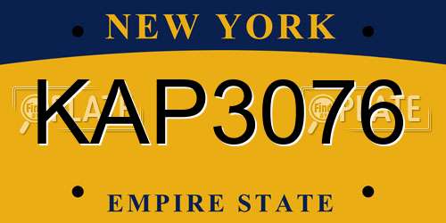 KAP3076 New York License Plate