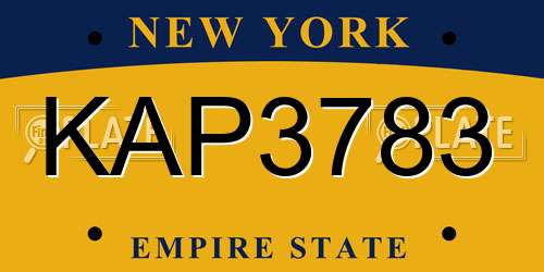 KAP3783 New York License Plate