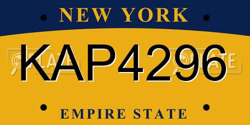 KAP4296 New York License Plate
