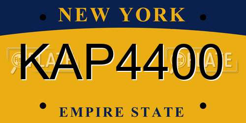KAP4400 New York License Plate