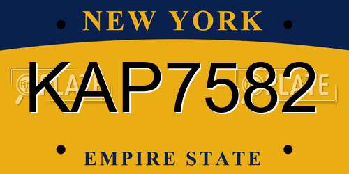 KAP7582 New York License Plate