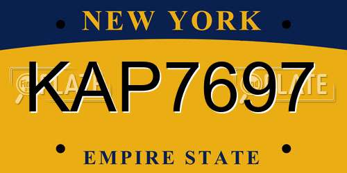 KAP7697 New York License Plate