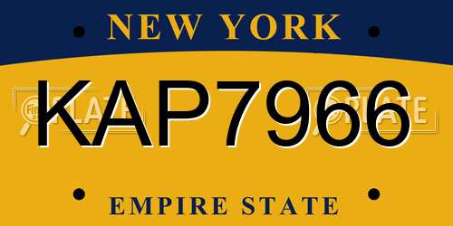 KAP7966 New York License Plate