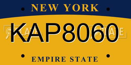 KAP8060 New York License Plate