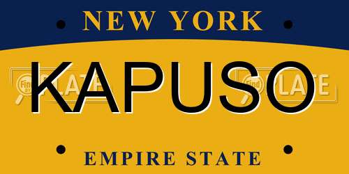 KAPUSO New York License Plate