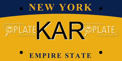 KAR New York License Plate