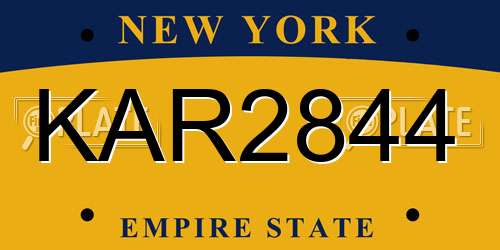 KAR2844 New York License Plate