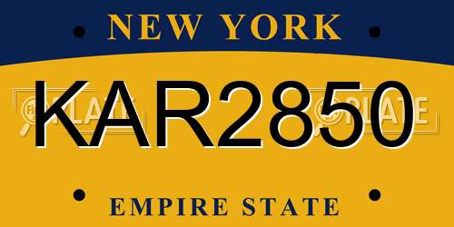 KAR2850 New York License Plate