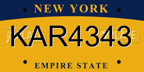KAR4343 New York License Plate
