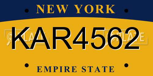 KAR4562 New York License Plate