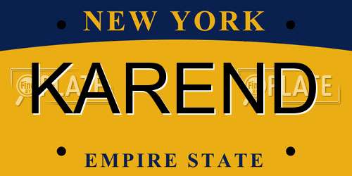 KAREND New York License Plate