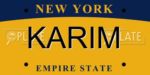 KARIM New York License Plate