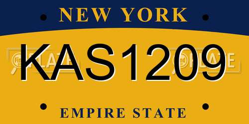 KAS1209 New York License Plate
