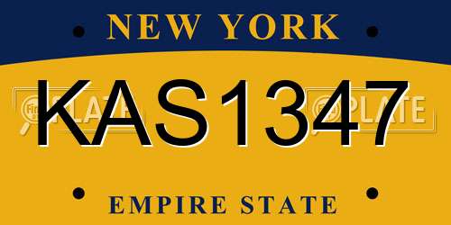KAS1347 New York License Plate