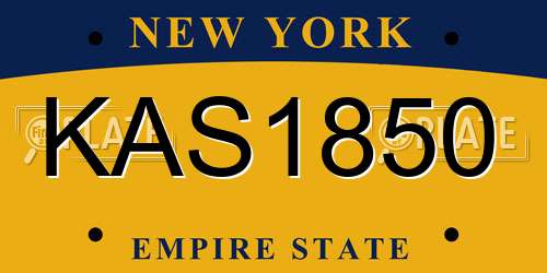 KAS1850 New York License Plate