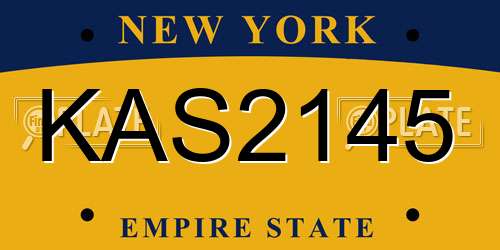 KAS2145 New York License Plate