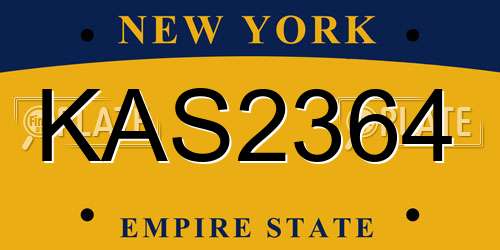 KAS2364 New York License Plate