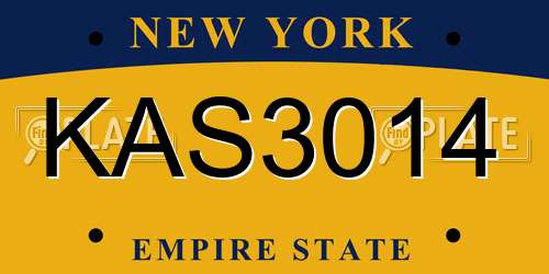 KAS3014 New York License Plate