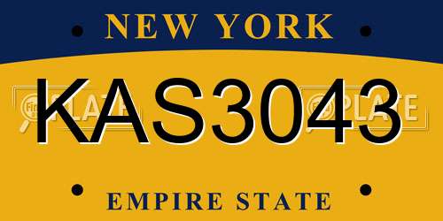 KAS3043 New York License Plate