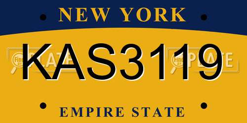 KAS3119 New York License Plate