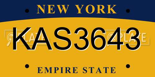 KAS3643 New York License Plate