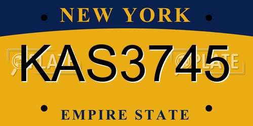 KAS3745 New York License Plate