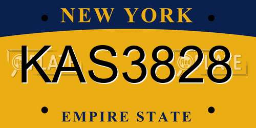 KAS3828 New York License Plate