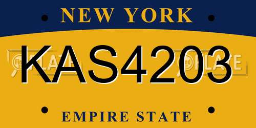 KAS4203 New York License Plate