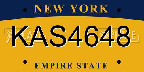 KAS4648 New York License Plate
