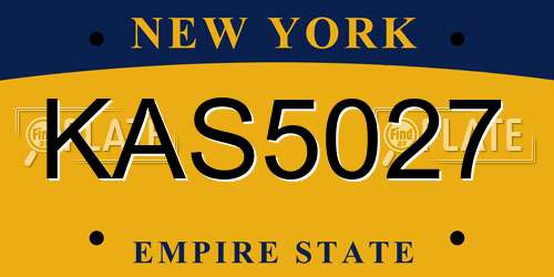 KAS5027 New York License Plate